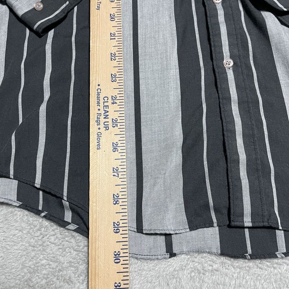Vintage Monte Carlo Shirt Mens XL‎ Black Gray Striped Long Sleeve Button 80s - Picture 5 of 7